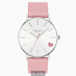 【COACH】COACH蔻馳女錶型號CH00052(白色錶面銀錶殼粉紅真皮皮革錶帶款)