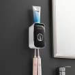 【MengNi】二合一多功能牙刷架 自動擠牙膏器 浴室置物收納架牙膏架(可拆洗/無痕安裝/隱藏美觀)