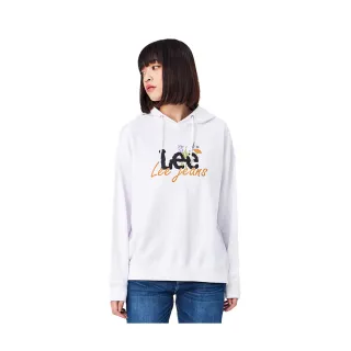 【Lee 官方旗艦】女裝 帽T / 花草LOGO 經典白 標準版型(LL210367K14)