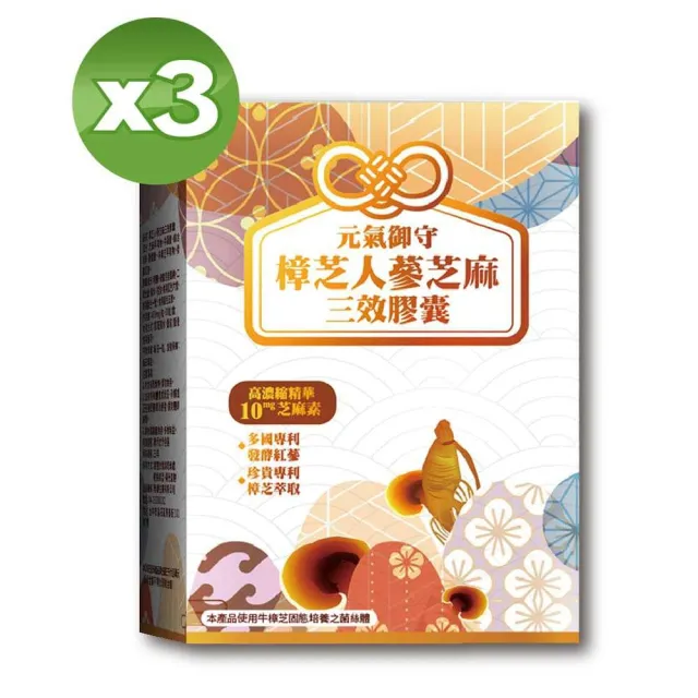 【YAYU Biomed 雅譽生醫】樟芝人蔘芝麻三效膠囊3入組(共90顆)