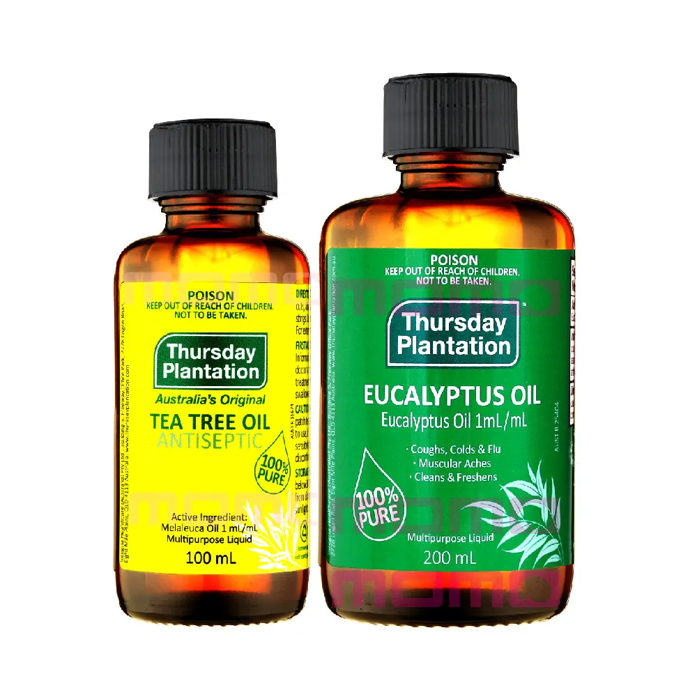 【ThursdayPlantation 星期四農莊】尤加利精油200ml+茶樹精油100ml(原廠公司貨 全配盒裝昇級版)