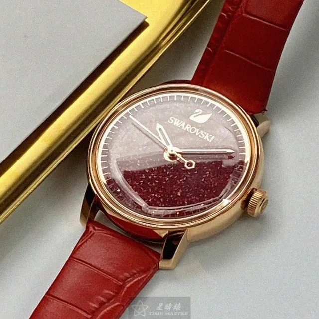 【SWAROVSKI 施華洛世奇】SWAROVSKI施華洛世奇女錶型號SW00005(大紅色錶面玫瑰金錶殼大紅色真皮皮革錶帶款)