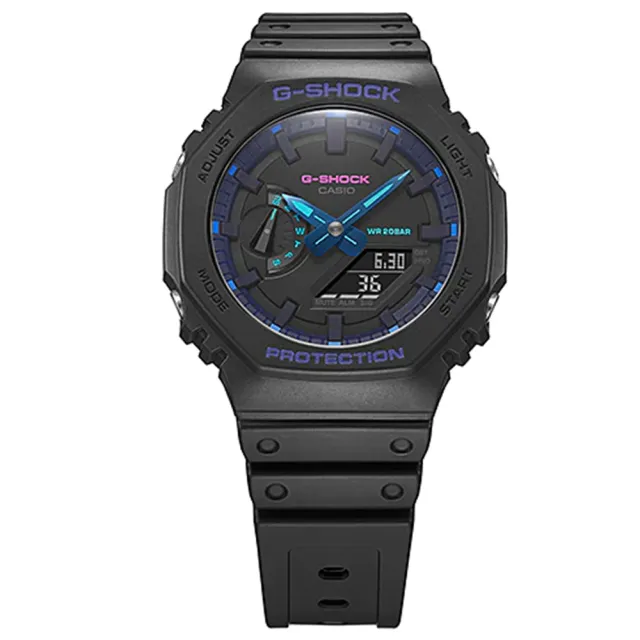 【CASIO 卡西歐】G-SHOCK 八角防護構造雙顯手錶-VIRTUAL BLUE 系列 禮物 開學(GA-2100VB-1A)