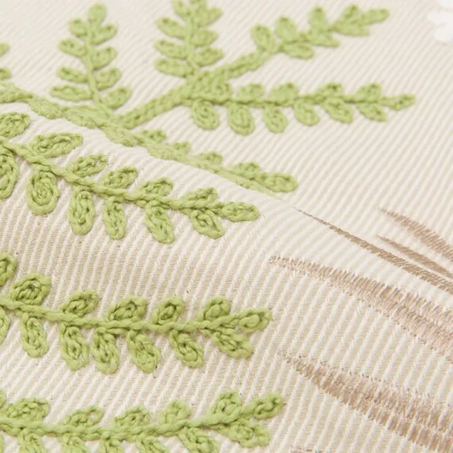 【NITORI 宜得利家居】純棉抱枕套 45×45 LEAF EMBROIDERY 葉紋刺繡(LEAF 葉紋)