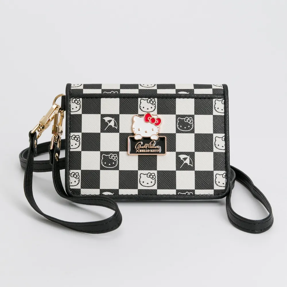 【Arnold Palmer 雨傘】證件套附手挽帶與頸掛繩 Checkerboard系列(黑色)