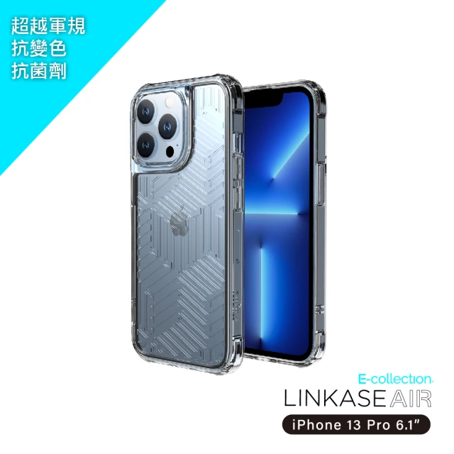 ABSOLUTE iPhone 13 Pro 6.1吋專用 LINKASEAIR電子蝕刻技術防摔抗變色抗菌大猩猩玻璃保護殼(幾何線條)