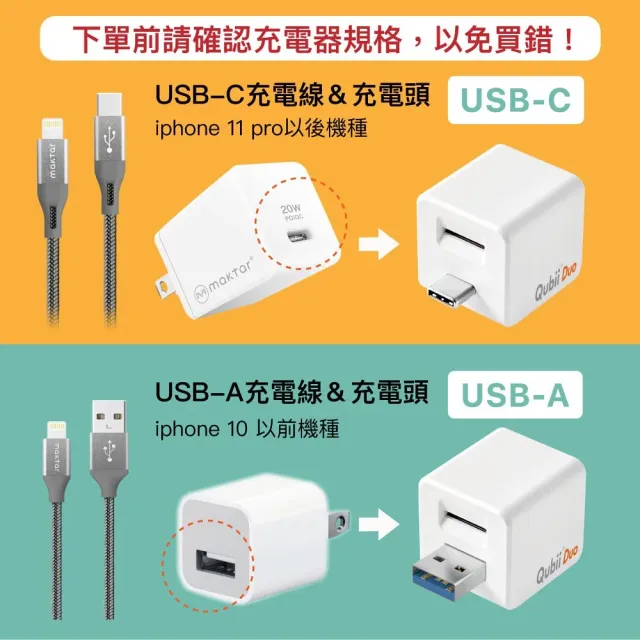 【Maktar】QubiiDuo USB-A 備份豆腐 白色(ios apple/Android 雙系統 手機備份)