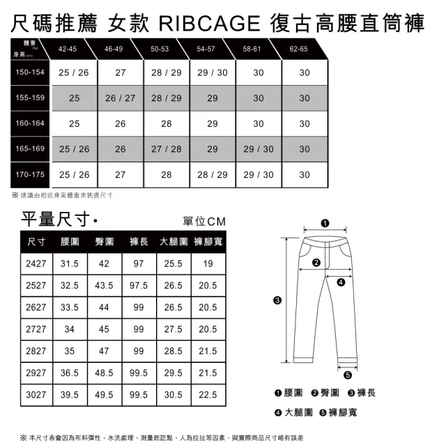 【LEVIS 官方旗艦】女款 Ribcage復古超高腰排釦直筒牛仔長褲/精工中藍染石洗/有機面料/彈性/及踝 人氣新品