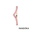 【Pandora官方直營】璀璨柔粉寶石許願骨戒指