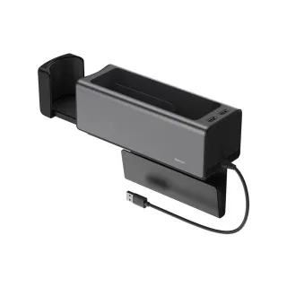 【BASEUS】倍思多功能雙USB充電設計汽車座椅縫隙置物盒/隱藏杯架收納盒(黑色)