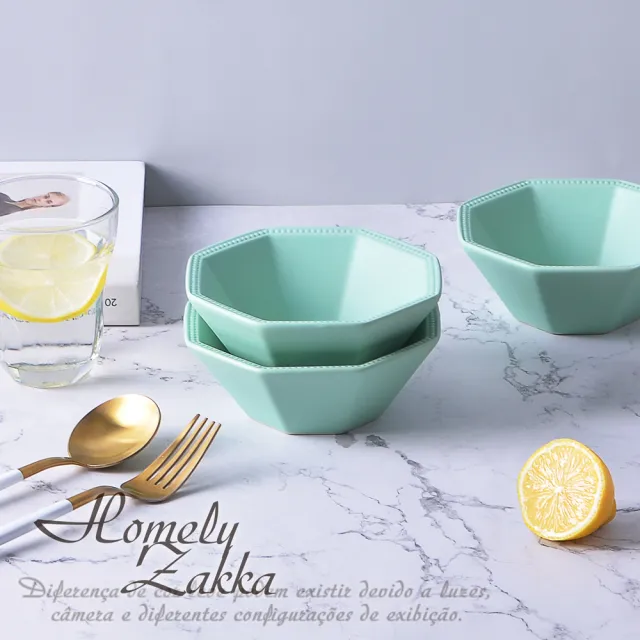 【Homely Zakka】北歐簡約啞光色釉八角新骨瓷餐碗/飯碗/點心碗2入_3色任選(飯碗 湯碗 餐具 餐碗 盤子 器皿)