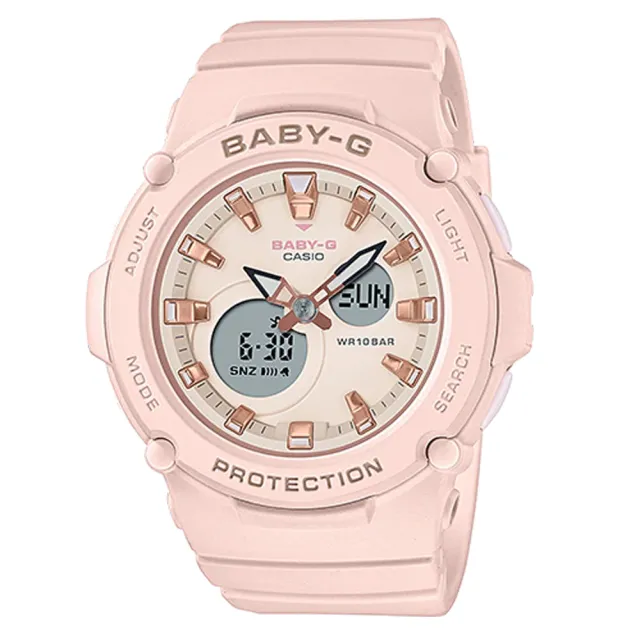 CASIO 卡西歐】CASIO BABY-G 雙顯女錶樹脂錶帶防水100米粉紅BGA-275