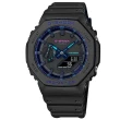 【CASIO 卡西歐】G-SHOCK 八角型 霓虹元素 雙顯 防水200米 橡膠手錶 黑色 45mm(GA-2100VB-1A)