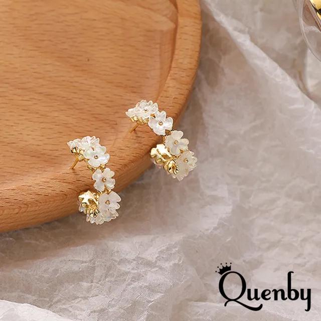 【Quenby】韓風新年新款浪漫花朵耳環/耳針(耳環/配件/交換禮物)