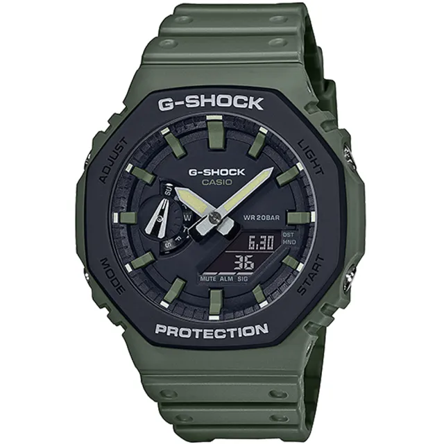 【CASIO 卡西歐】G-SHOCK 八角防護構造雙顯手錶 禮物 開學(GA-2110SU-3A/速)