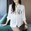 【MsMore】時尚新款印花休閒寬鬆襯衫#111690現貨+預購(白色)