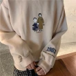 【JILLI-KO】復古圖案刺繡落肩衛衣-F(杏)