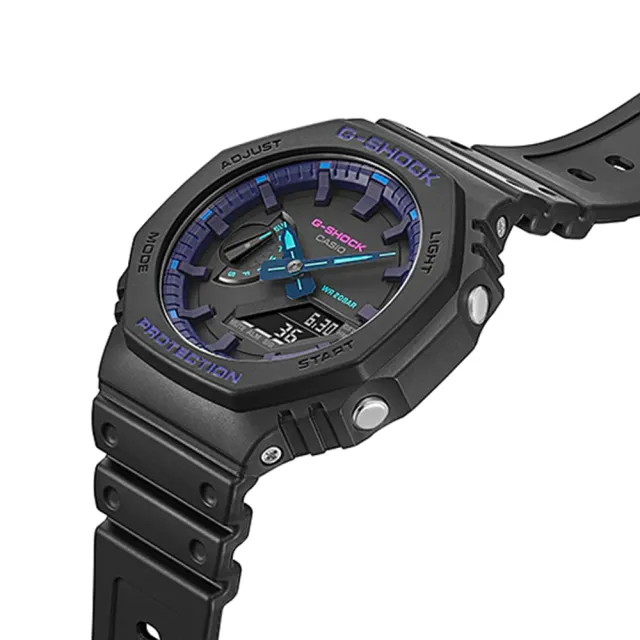 CASIO 卡西歐】G-SHOCK 八角農家橡樹雙顯手錶-VIRTUAL BLUE 系列(GA