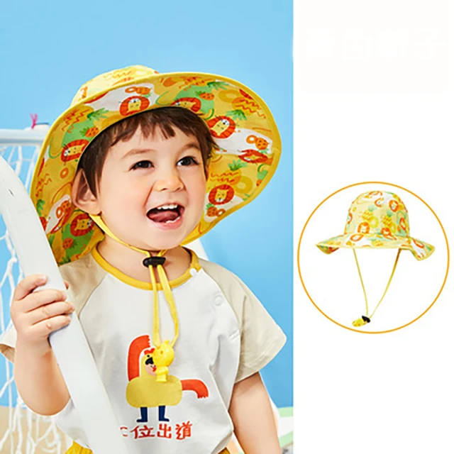 【lemonkid】韓國lemonkid 渡假風印花帽-黃色獅子(兒童帽)