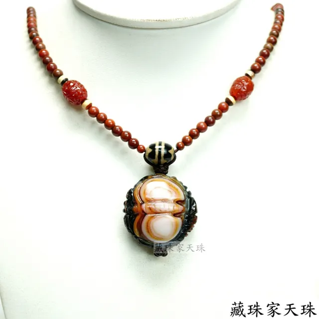 【藏珠家】精品33mm雪花金剛杵後+六字大明咒天眼天珠項鍊