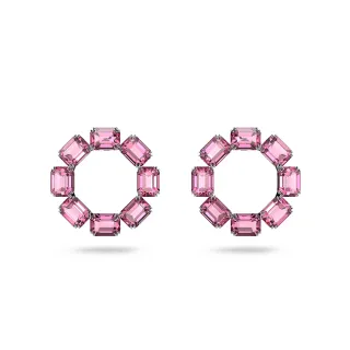 【SWAROVSKI 官方直營】Millenia 大圈耳環 八角形切割Swarovski 水晶 粉紅色 鍍白金色 交換禮物