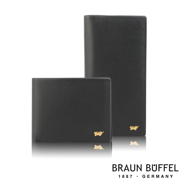 【BRAUN BUFFEL 德國小金牛】新遊牧族-TW 4卡零錢袋皮夾-黑色(BF380-315-BK) 錢包送禮推薦