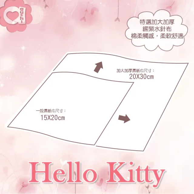 【SANRIO 三麗鷗】Hello Kitty 凱蒂貓加大加厚有蓋柔濕巾/濕紙巾 50抽 X 12包(箱購)