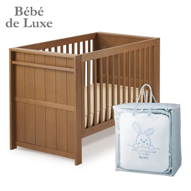 【BeBedeLuxe 官方直營】嬰兒床摩卡木紋+歐式五件組(三色擇一)