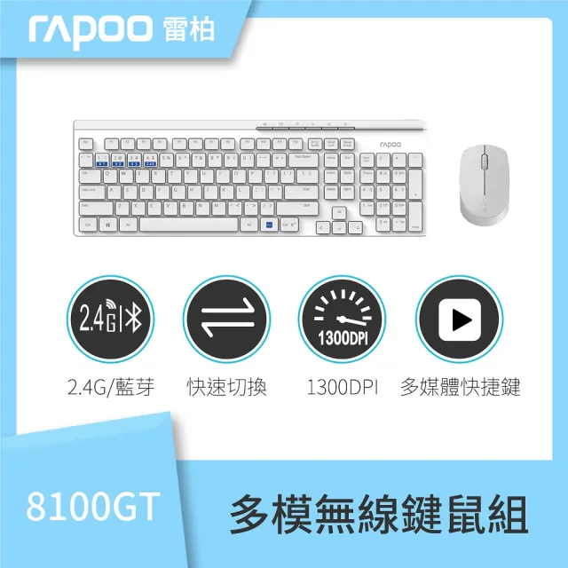 【rapoo 雷柏】8100GT 多模式無線鍵鼠組(黑/白)