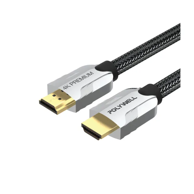 【POLYWELL】HDMI 2.0 Premium 4K 協會認證 鋅合金編織線 1M(適合最廣泛4K音響級設備和電競玩家)