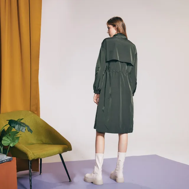 【ICHE 衣哲】Cop.Copine 法國原裝進口抽繩造型洋裝-軍綠
