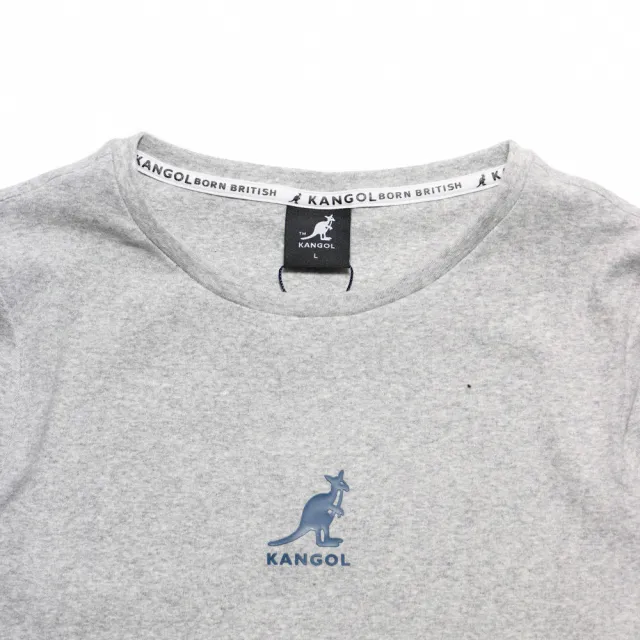 【KANGOL】長袖 灰色 合身 彈性 薄長T 袖扣LOGO 女(6152100612)