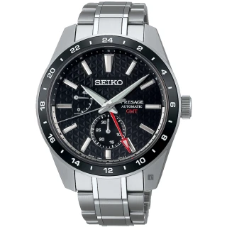 【SEIKO 精工】Presage 新銳系列 GMT機械錶-42.2mm 送行動電源 畢業禮物(SPB221J1/6R64-00C0D)