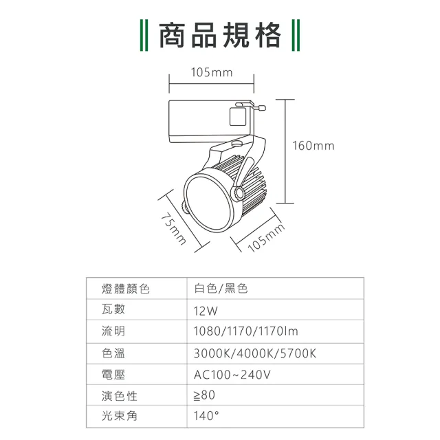 【KAO’S】LED12W防炫軌道燈、高亮度OSRAM晶片2入(KS6-6202-2 KS6-6205-2)