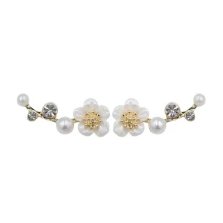 【MISS KOREA】韓國設計S925銀針貝殼花朵珍珠浪漫氣質耳環(S925銀針耳環 花朵耳環 珍珠耳環)