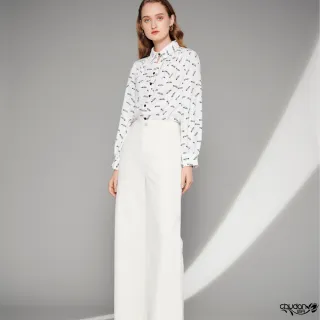 【Chudan 初丹】V領抓皺LOGO印花襯衫