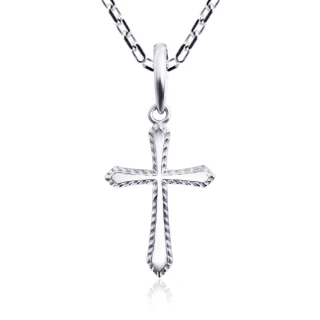 【ides 愛蒂思】母親節送禮  輕珠寶義大利進口14K白金十字架項鍊鎖骨鍊（16吋-KP753）