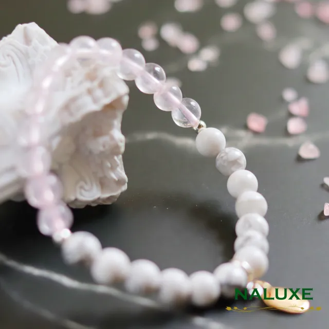 【Naluxe】冰種粉晶+白松石設計款開運手鍊(招桃花、旺人緣、招財、幸運之石)