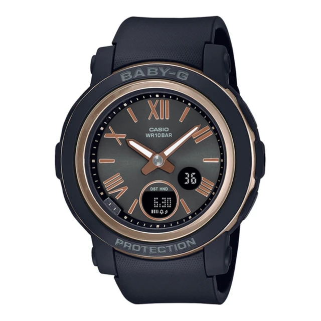 【CASIO 卡西歐】BABY-G 羅馬字雙顯手錶(黑BGA-290-1A)