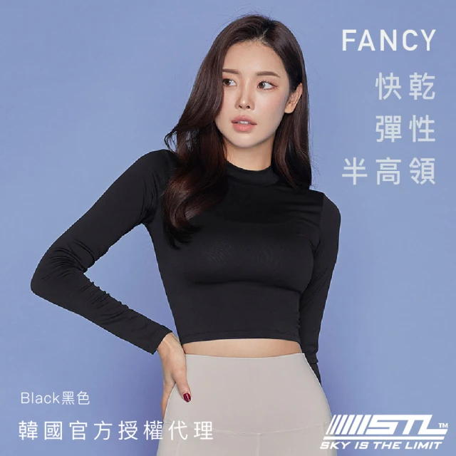 STL 現貨 韓國 FANCY CROP LS 女 短版 合身 運動長袖上衣 瑜伽(Black黑色)