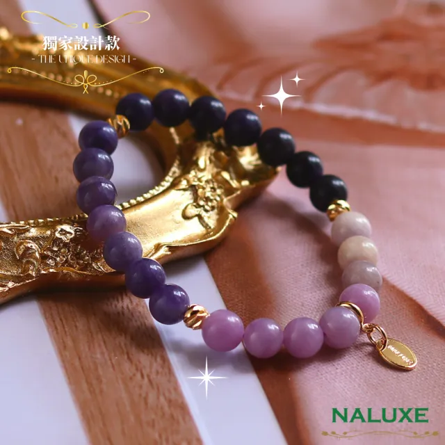【Naluxe】夢幻粉紫螢石漸層色設計款開運手鍊l紫羅蘭之心(智慧之石、增加創意、分析能力、增加專注力)