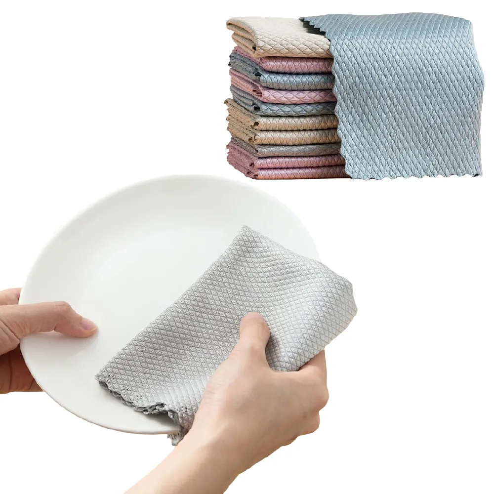 【一擦即淨】多功能加厚魚鱗抹布5入(超細纖維 無痕抹布 吸水抹布 擦拭布 洗碗布 擦玻璃 汽車)