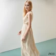 【iROO】飄逸金蔥剪花長版洋裝
