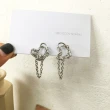 【00:00】韓國設計S925銀針縷空愛心流蘇鍊條造型耳環(S925銀針耳環 縷空耳環 流蘇耳環)