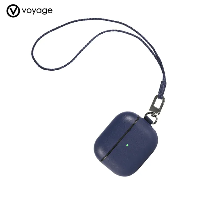 【VOYAGE】AirPods 3 真皮防摔保護殼-純黑/淺棕/深藍(貼心隨附編織頸掛繩)