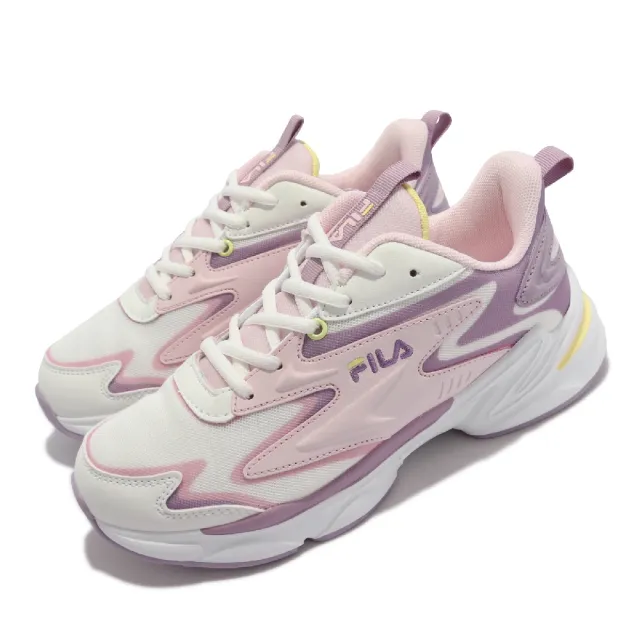 【FILA】休閒鞋 Galvanic Current 女鞋 斐樂 復古 低飽和度 莫蘭迪色 老爹鞋 白 紫色(5J923V155)