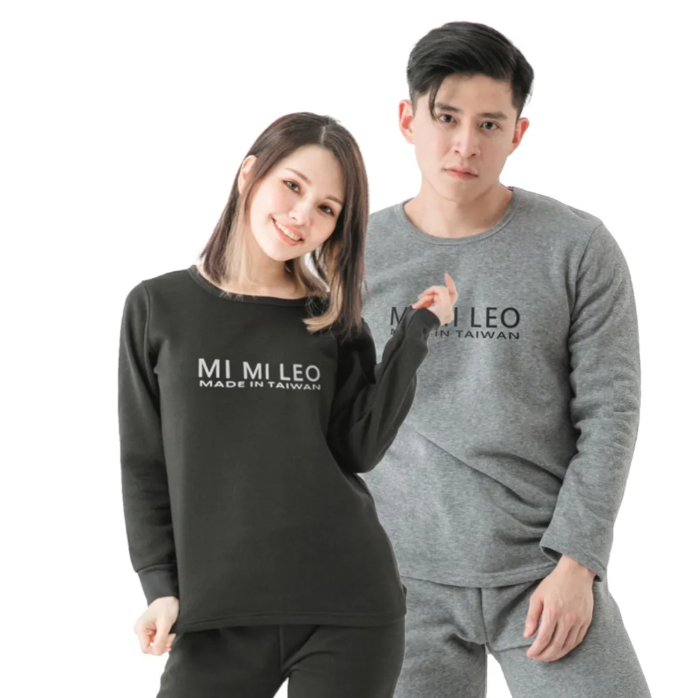 【MI MI LEO】T台製刷毛保暖LOGO休閒服-男女適穿(#保暖衣 #發熱衣 #升溫 #保暖)