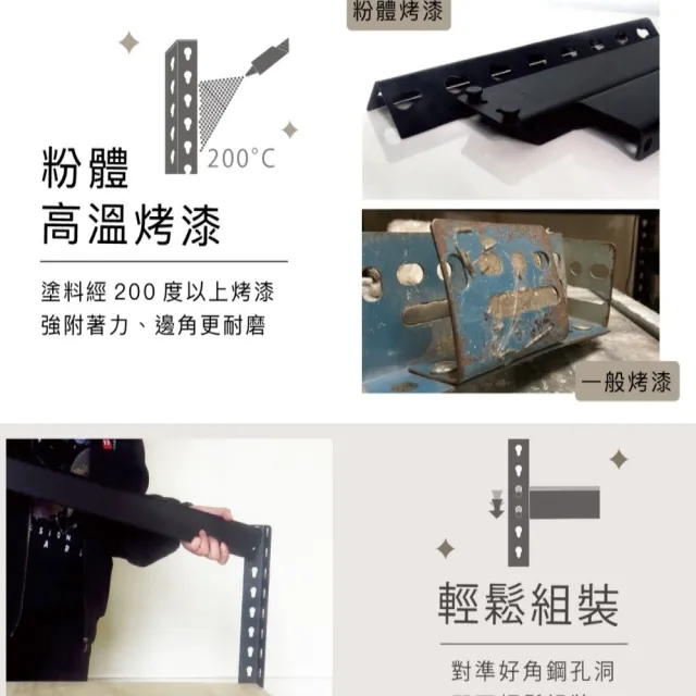 【空間特工】工業風免螺絲四層角鋼架 2色 240x60x180cm(置物架/層架/收納架/展示架/DIY組合架/儲藏架)