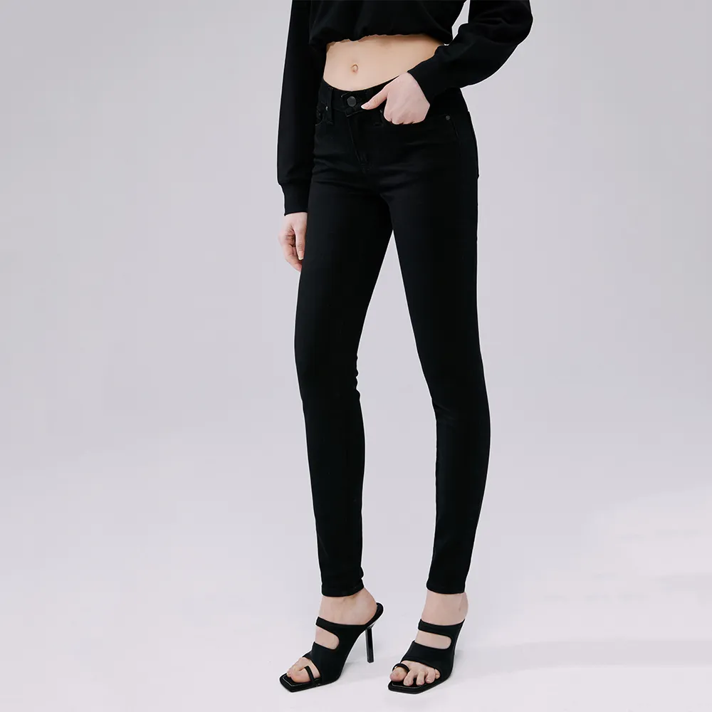 【BRAPPERS】女款 新美腳 ROYAL系列-中腰彈性窄管褲(黑)