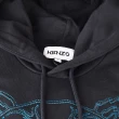 【KENZO】KENZO藍字刺繡LOGO經典虎頭設計棉質長袖連帽T-Shirt(黑)